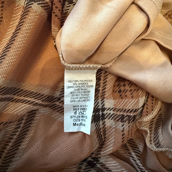 Plaid Layered Mesh Mini Skirt in Tan - Picture 4 of 5